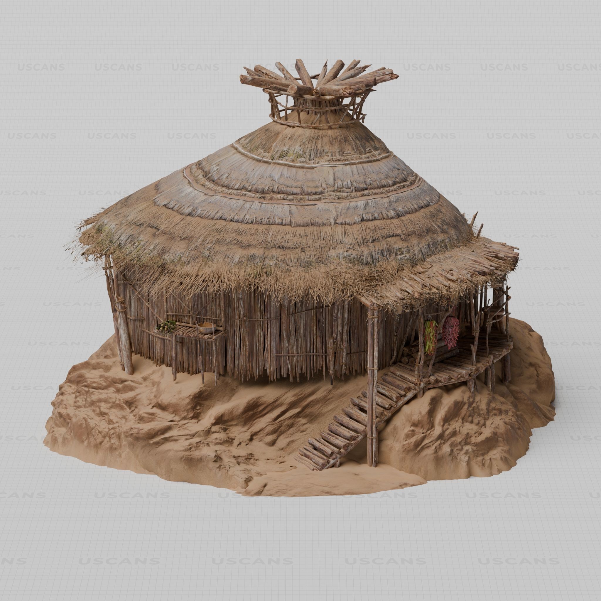 African Village - Low-Poly Game-Ready 3D Model - View 17