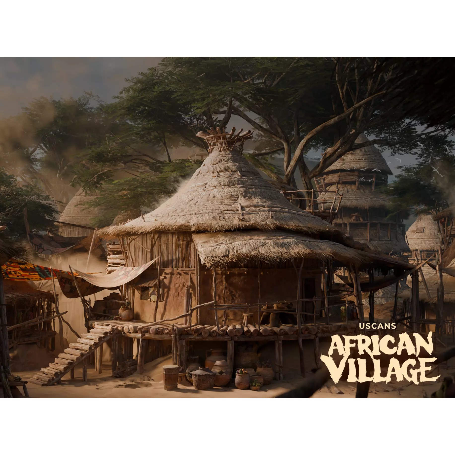 African Village - Low-Poly Game-Ready 3D Model - View 2