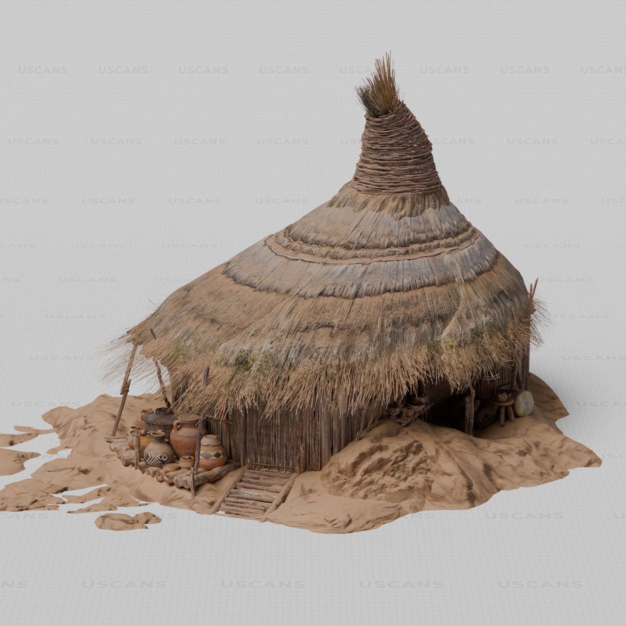 African Village - Low-Poly Game-Ready 3D Model - View 20