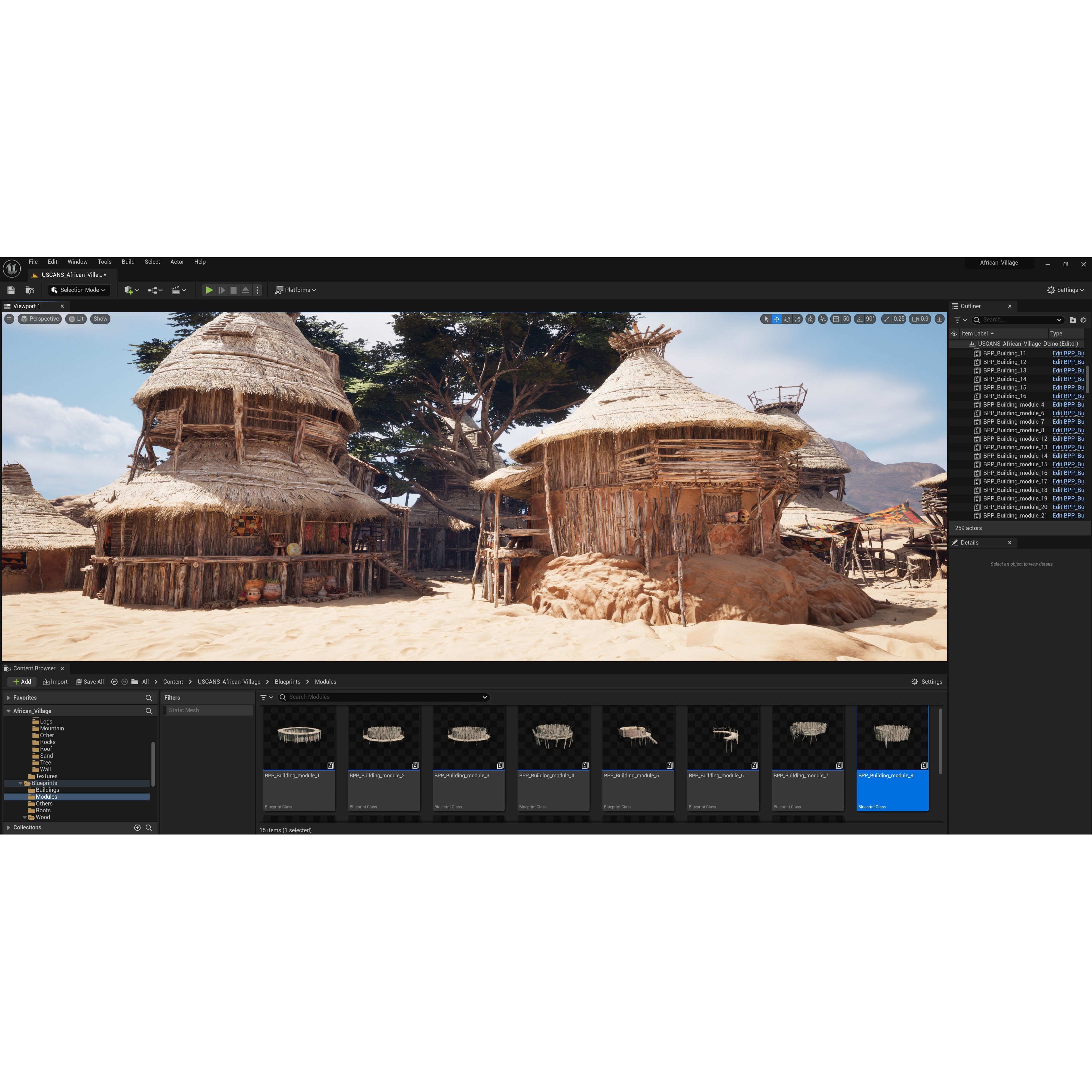 African Village - Low-Poly Game-Ready 3D Model - View 29