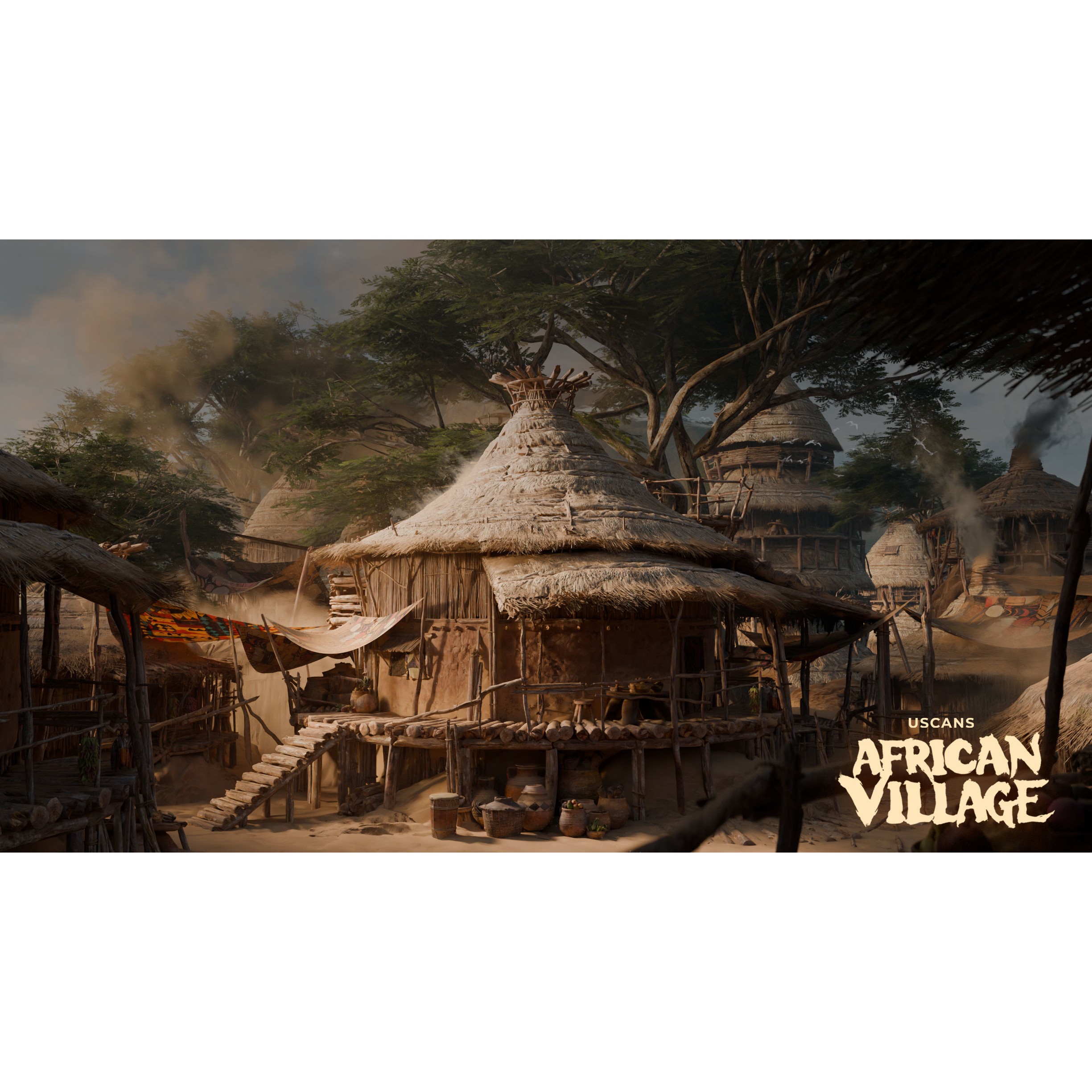 African Village - Low-Poly Game-Ready 3D Model - View 3