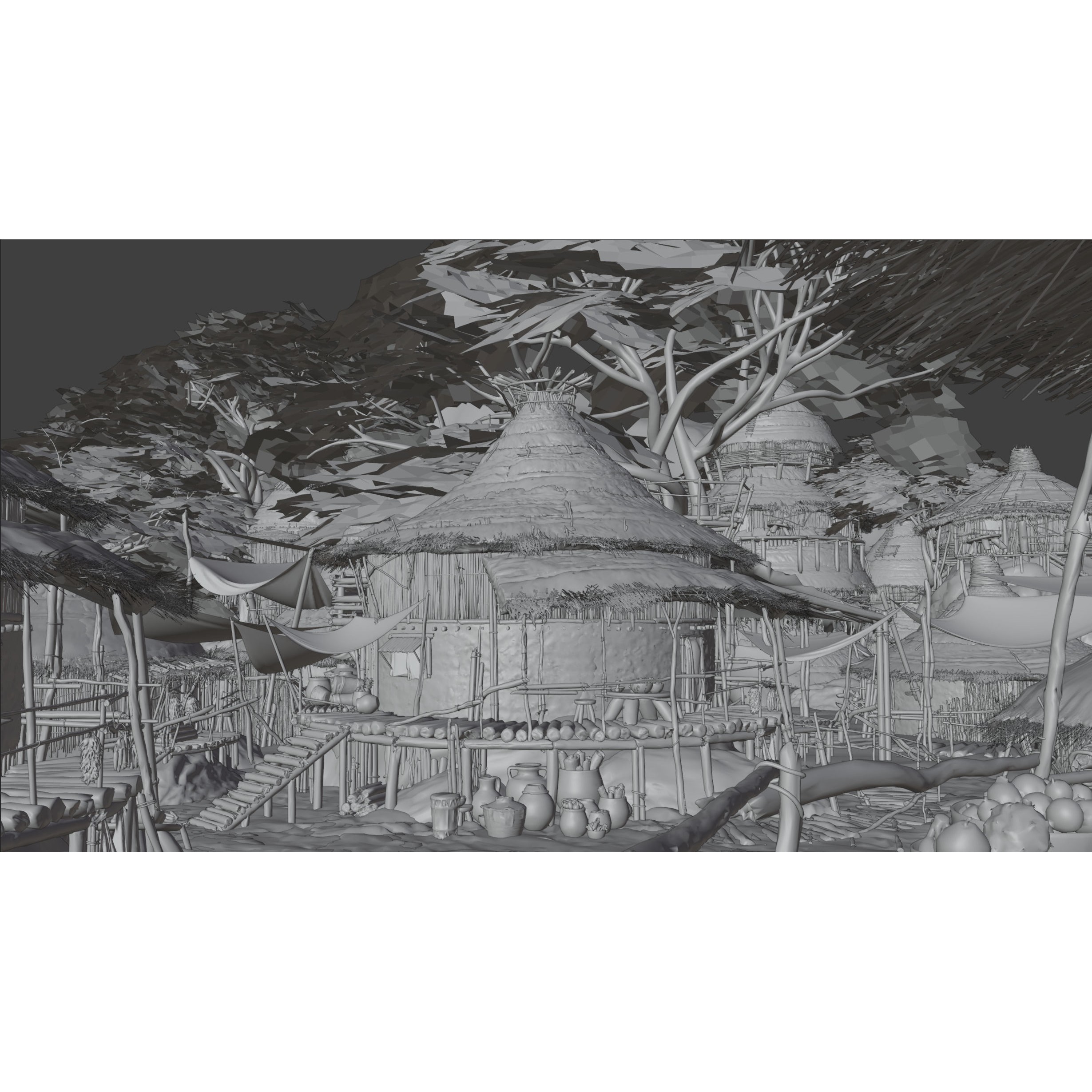 African Village - Low-Poly Game-Ready 3D Model - View 6