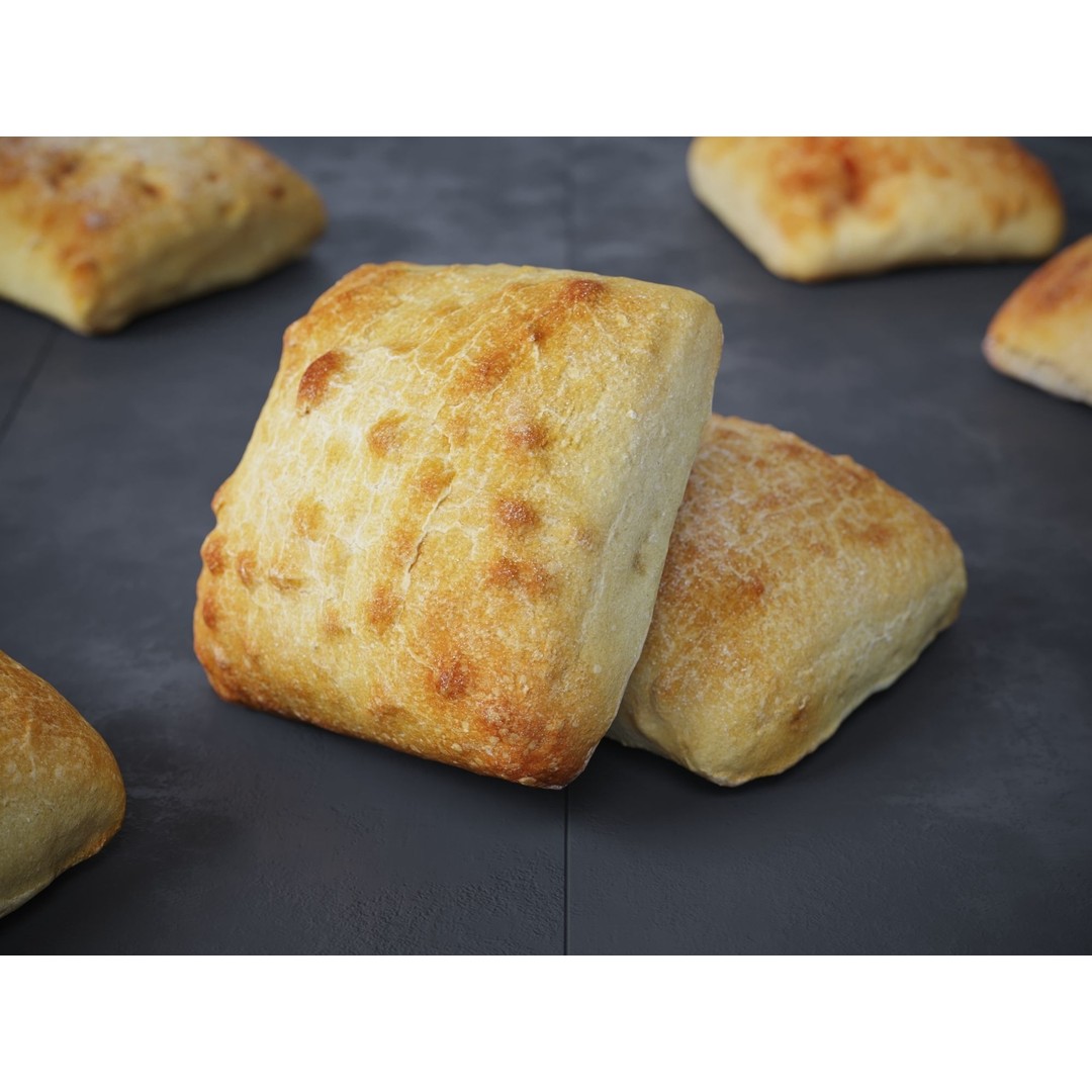 Ciabatta Rolls 3D Model – Photo-Scanned High Poly PBR Asset, FBX/OBJ - View 3