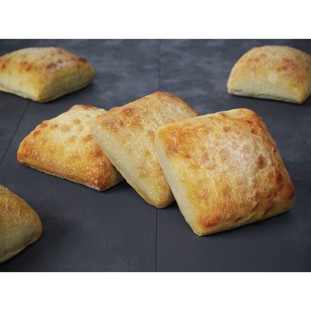 Ciabatta Rolls 3D Model – Photo-Scanned High Poly PBR Asset, FBX/OBJ - View 4