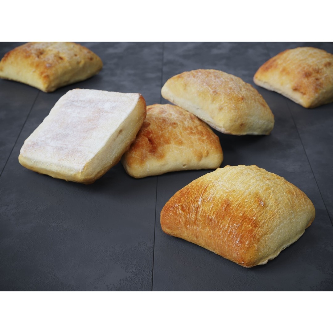 Ciabatta Rolls 3D Model – Photo-Scanned High Poly PBR Asset, FBX/OBJ - View 5