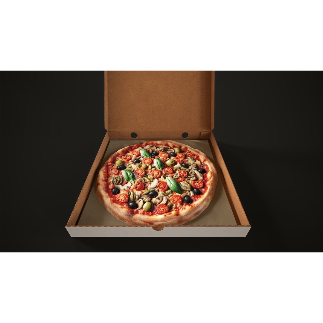 Pizza 3D Model – Low Poly Game Asset with Box, FBX, OBJ - View 11
