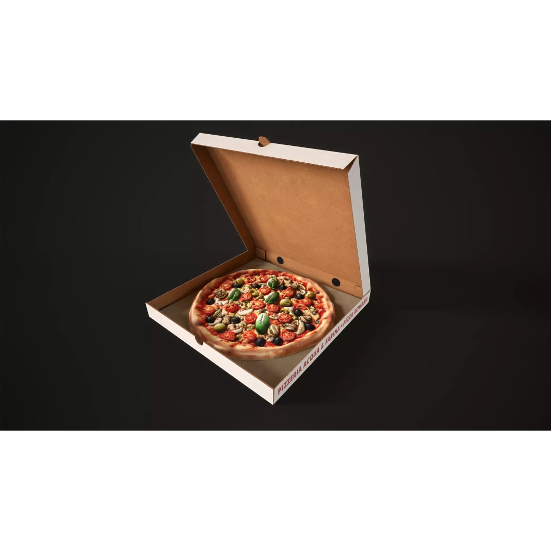 Pizza 3D Model – Low Poly Game Asset with Box, FBX, OBJ - View 2