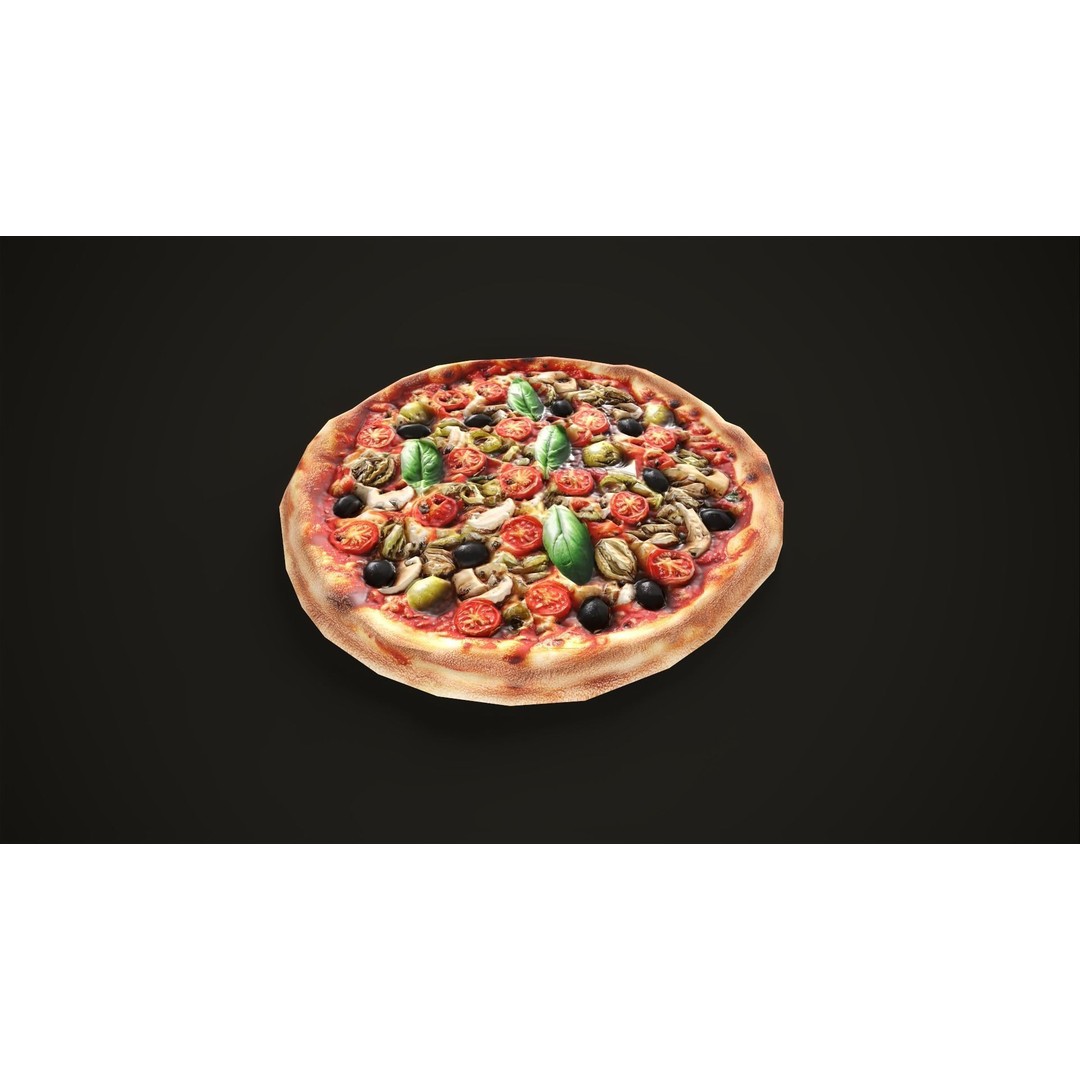 Pizza 3D Model – Low Poly Game Asset with Box, FBX, OBJ - View 3