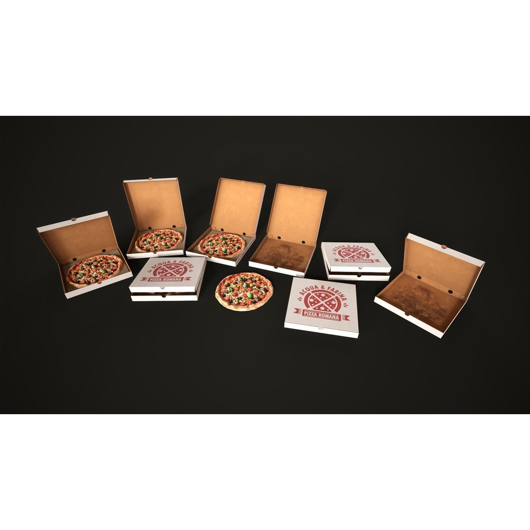 Pizza 3D Model – Low Poly Game Asset with Box, FBX, OBJ - View 4