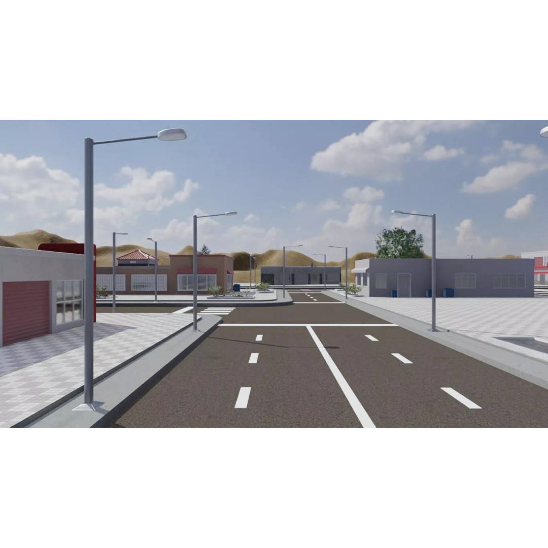 Fast Food Plaza 3D Model – Stylized Outdoor Environment, FBX - View 4