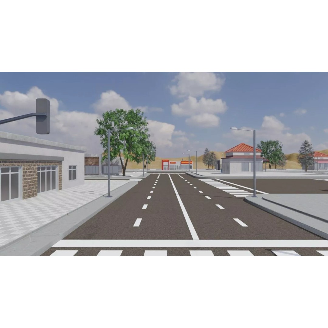 Fast Food Plaza 3D Model – Stylized Outdoor Environment, FBX - View 7