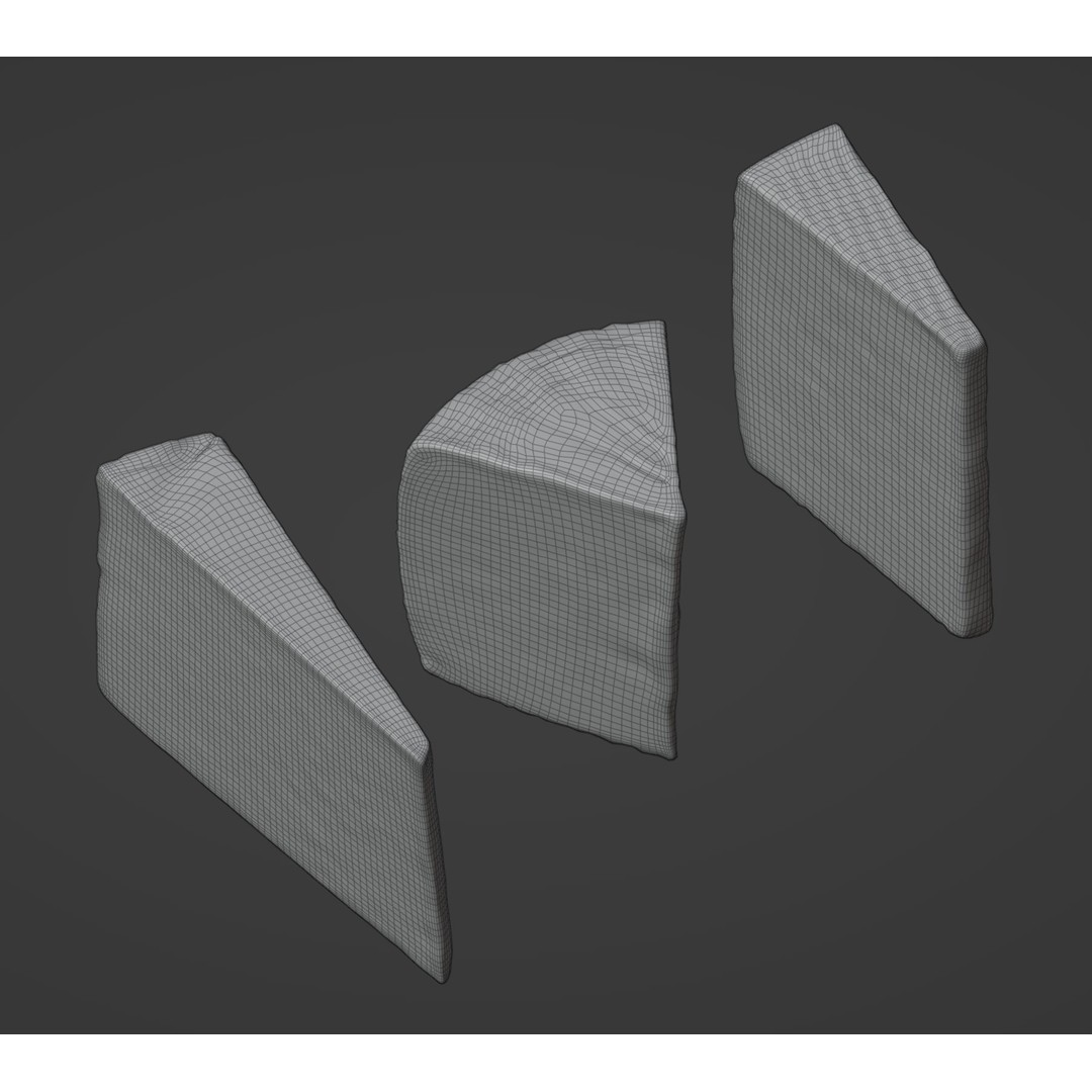 Cheese Set 01 3D Model – Low Poly Artisan Cheese Wedges, FBX - View 10