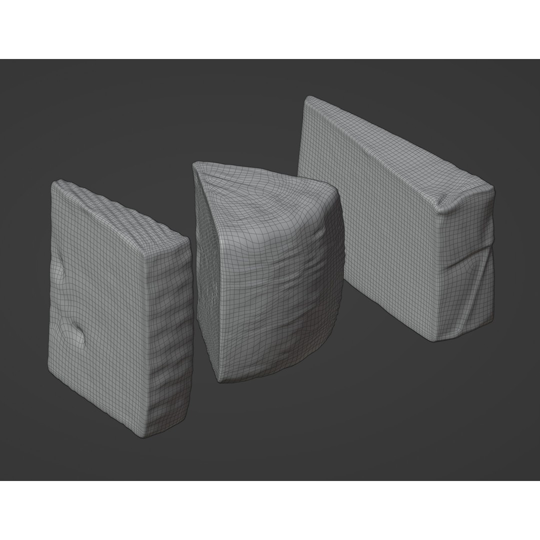 Cheese Set 01 3D Model – Low Poly Artisan Cheese Wedges, FBX - View 11