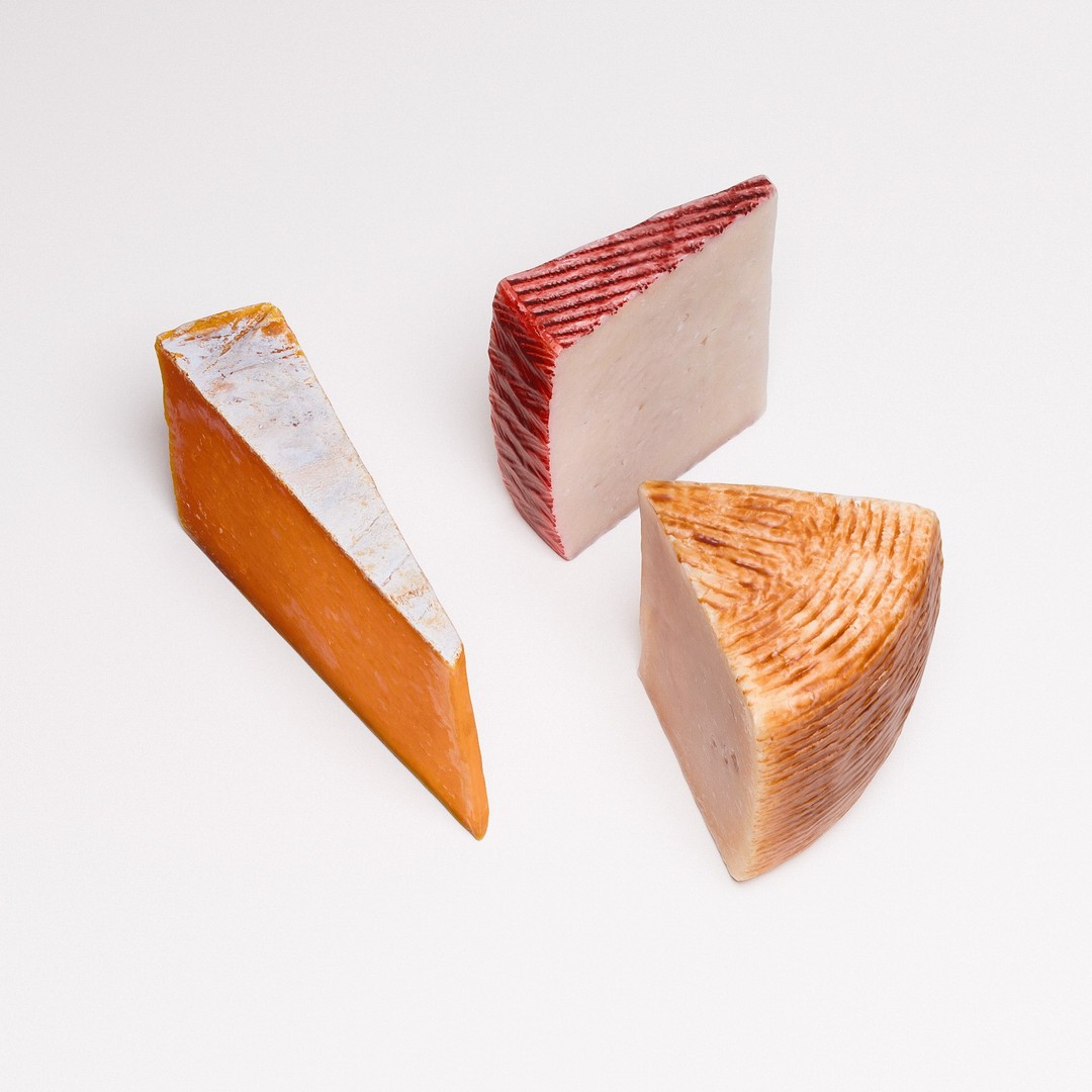 Cheese Set 01 3D Model – Low Poly Artisan Cheese Wedges, FBX - View 4