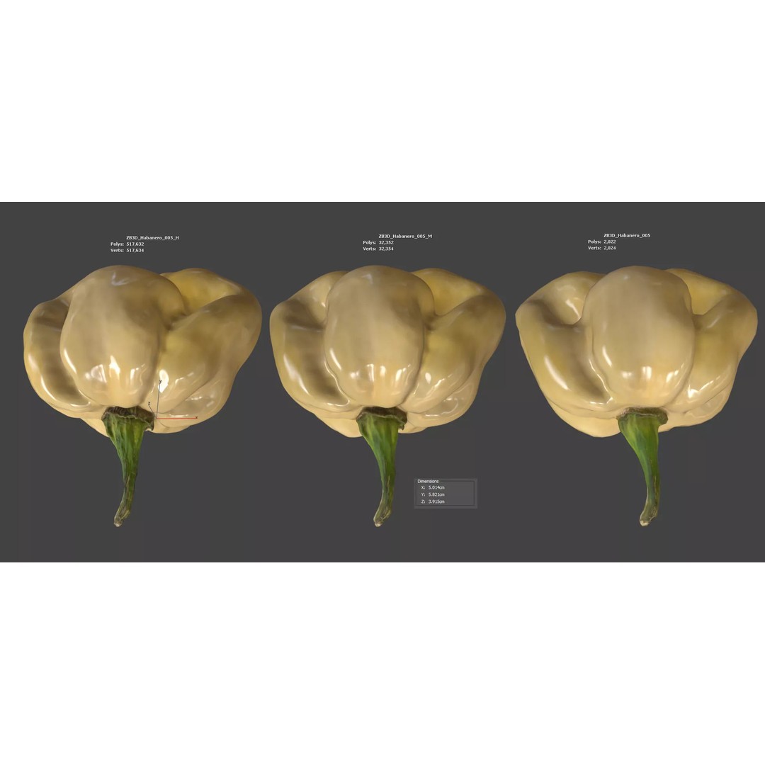 Habanero 3D Model – Photorealistic PBR Vegetable Asset, FBX, OBJ - View 7