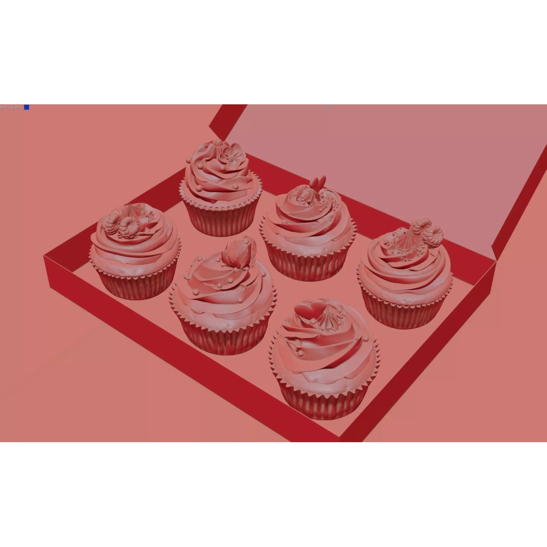 Photorealistic Cupcake 3D Model – High Quality Bakery Asset, FBX, OBJ - View 9