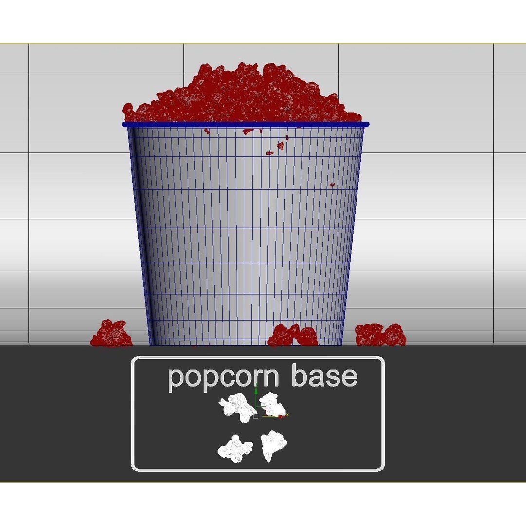 Popcorn Bucket 3D Model – Photorealistic Food Container, FBX & OBJ - View 5