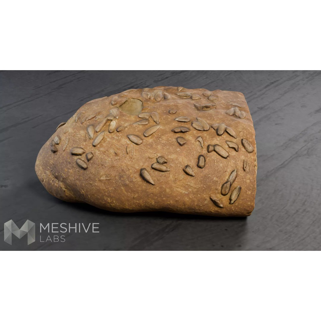 Artisan Half-Seeded Bread 3D Model – Low Poly PBR Game Asset, FBX, Blender - View 10