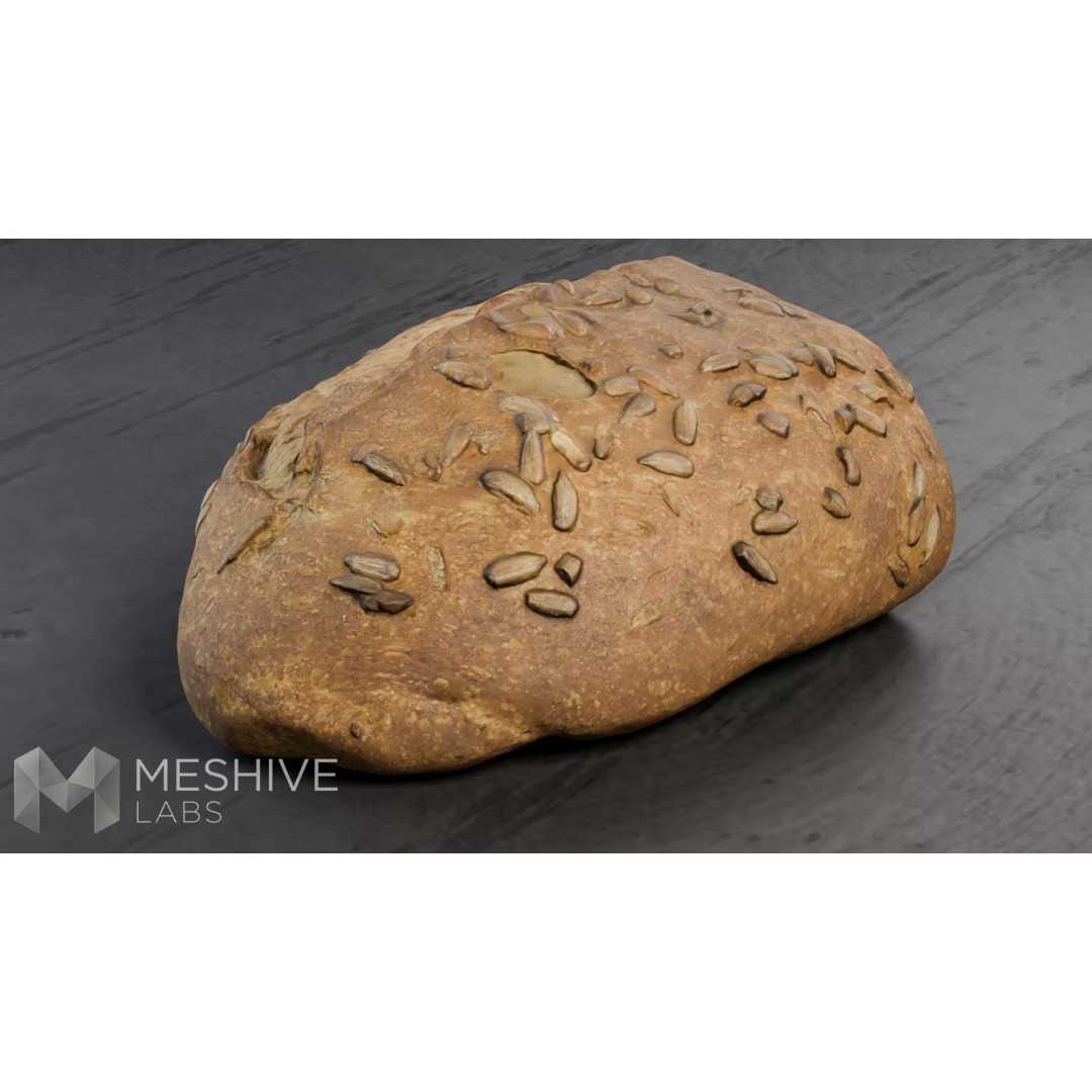 Artisan Half-Seeded Bread 3D Model – Low Poly PBR Game Asset, FBX, Blender - View 11