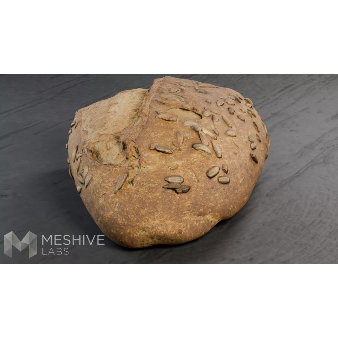 Artisan Half-Seeded Bread 3D Model – Low Poly PBR Game Asset, FBX, Blender - View 12