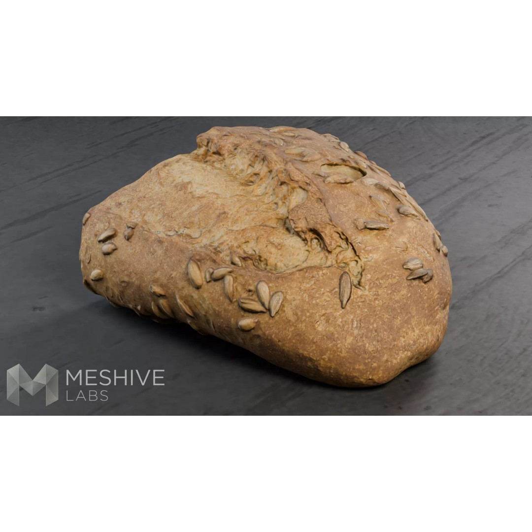 Artisan Half-Seeded Bread 3D Model – Low Poly PBR Game Asset, FBX, Blender - View 13