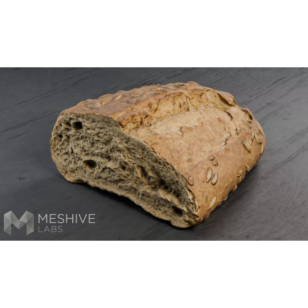 Artisan Half-Seeded Bread 3D Model – Low Poly PBR Game Asset, FBX, Blender - View 15