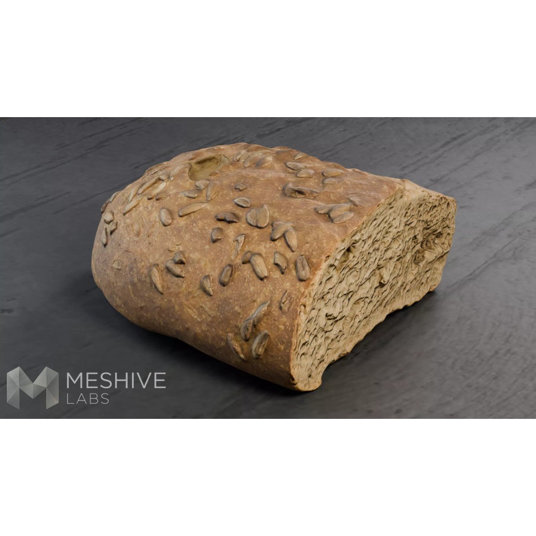 Artisan Half-Seeded Bread 3D Model – Low Poly PBR Game Asset, FBX, Blender - View 2