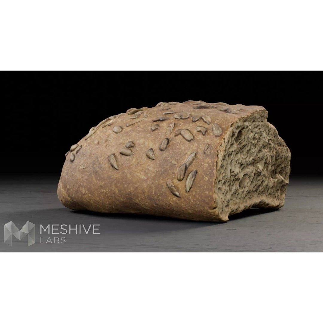 Artisan Half-Seeded Bread 3D Model – Low Poly PBR Game Asset, FBX, Blender - View 21
