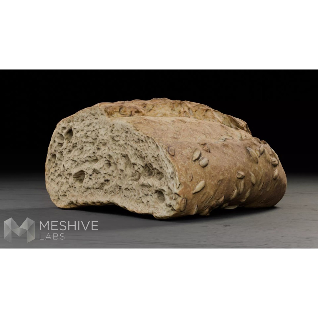 Artisan Half-Seeded Bread 3D Model – Low Poly PBR Game Asset, FBX, Blender - View 3