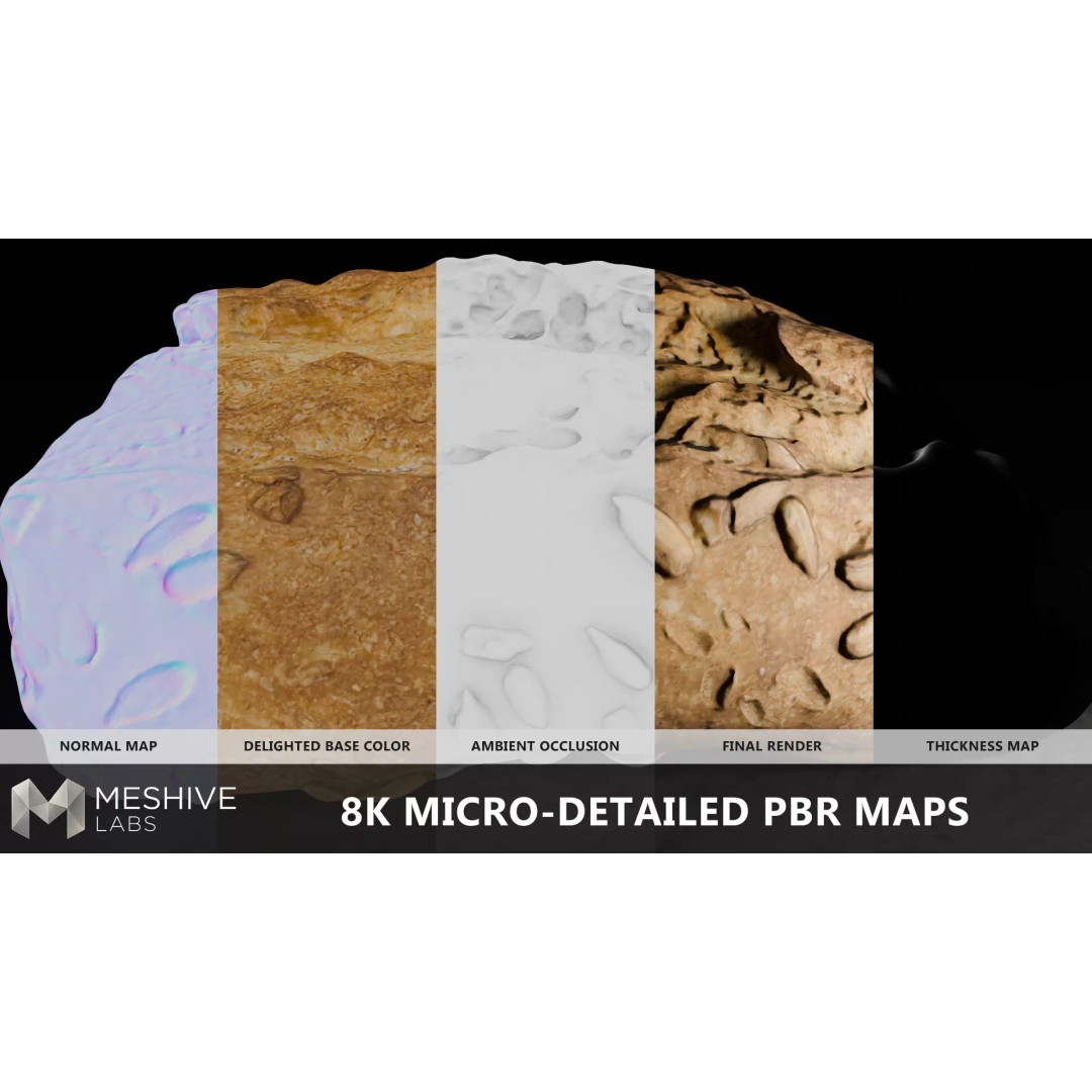 Artisan Half-Seeded Bread 3D Model – Low Poly PBR Game Asset, FBX, Blender - View 6