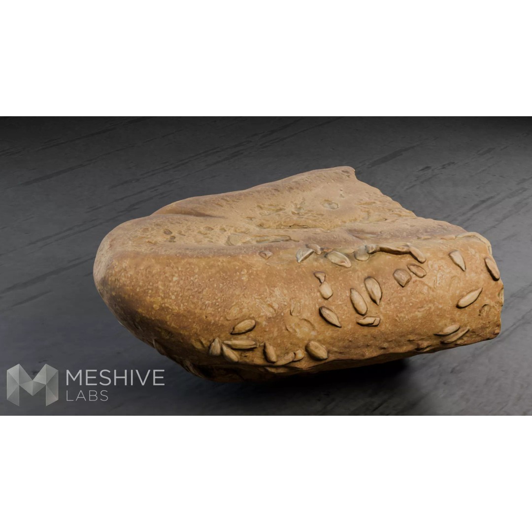 Artisan Half-Seeded Bread 3D Model – Low Poly PBR Game Asset, FBX, Blender - View 9