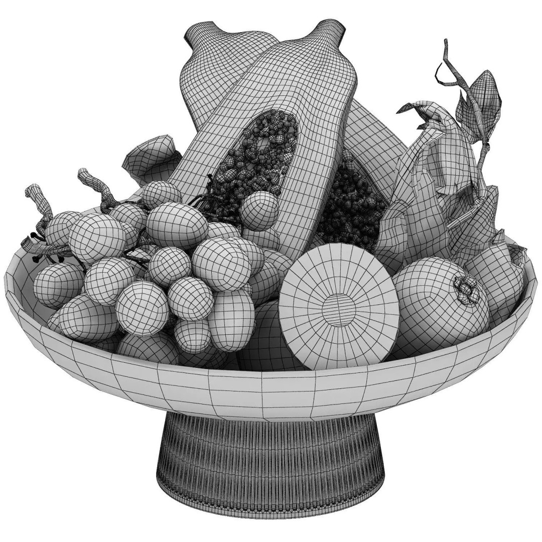 Bowl of Tropical Fruits 3D Model – High Poly PBR Asset, OBJ, FBX