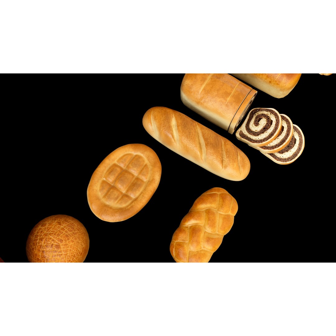 Breads 3D Model – Low Poly PBR Bakery Asset, FBX - View 11