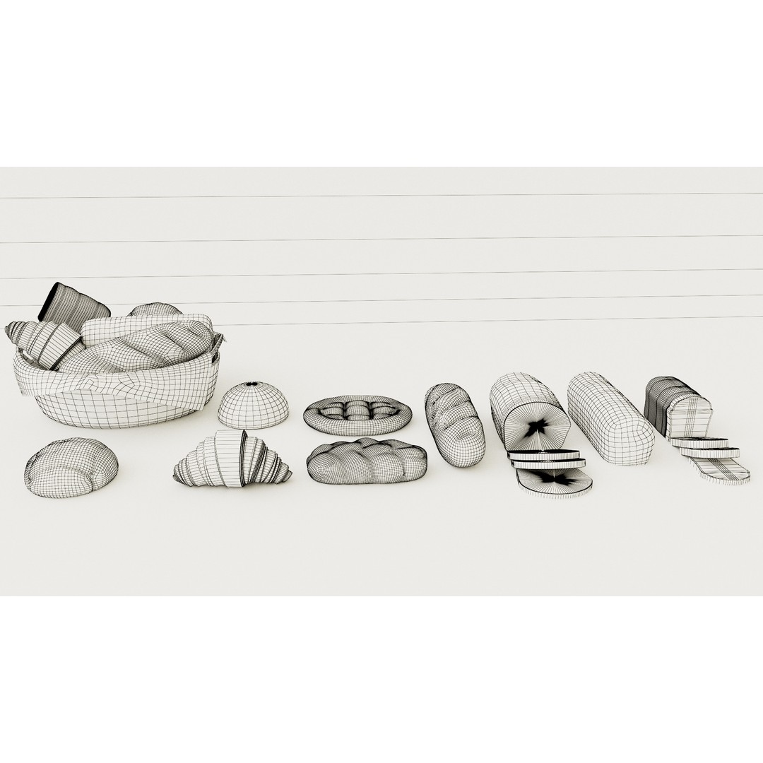 Breads 3D Model – Low Poly PBR Bakery Asset, FBX - View 12