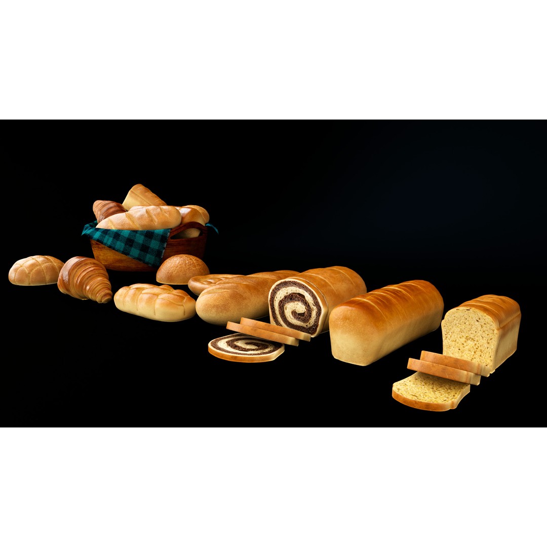 Breads 3D Model – Low Poly PBR Bakery Asset, FBX - View 4