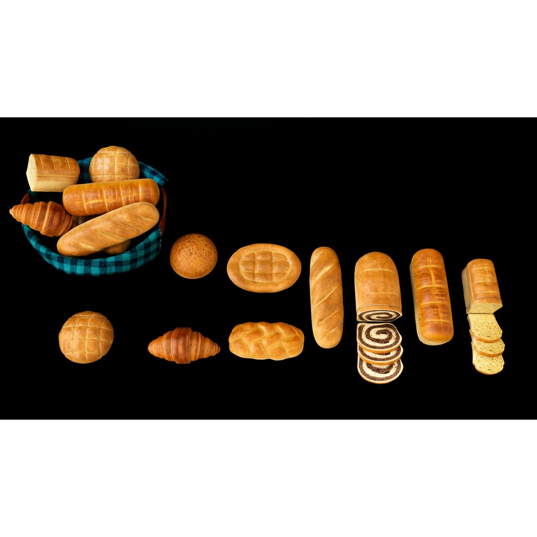 Breads 3D Model – Low Poly PBR Bakery Asset, FBX - View 5