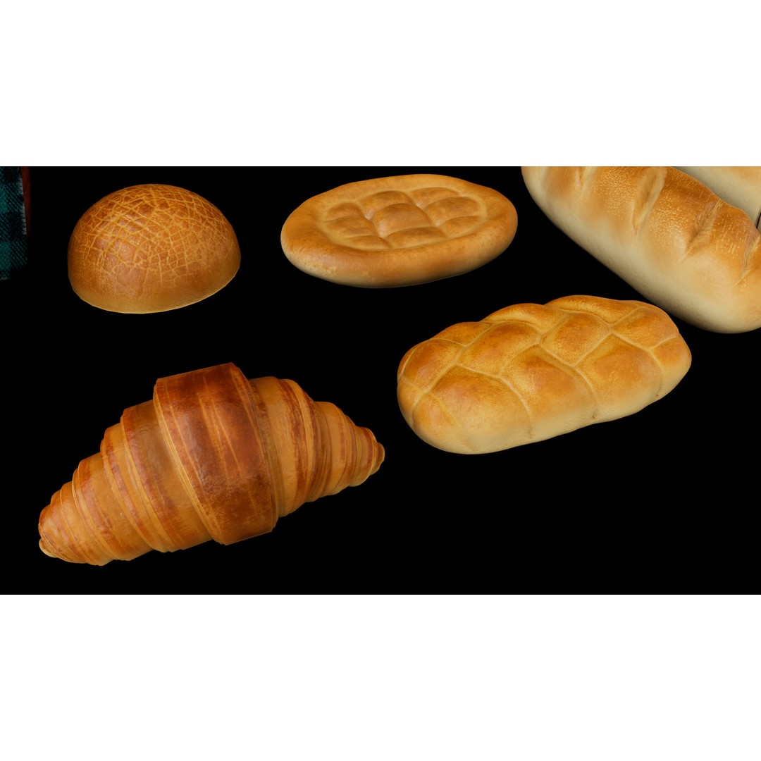 Breads 3D Model – Low Poly PBR Bakery Asset, FBX - View 8