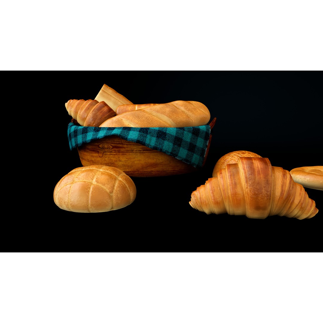 Breads 3D Model – Low Poly PBR Bakery Asset, FBX - View 9