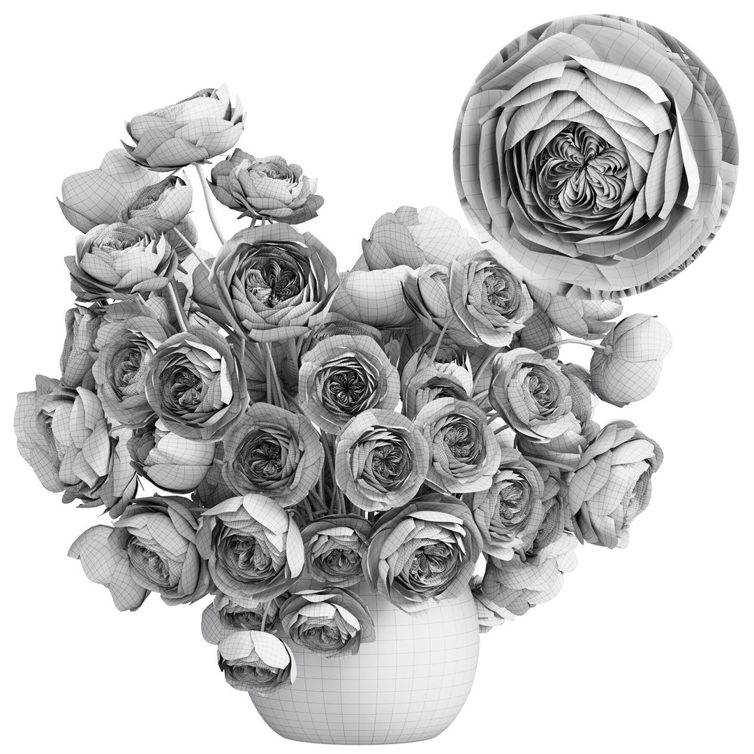Flower In Vase 3D Model – PBR Indoor Decor, FBX, OBJ