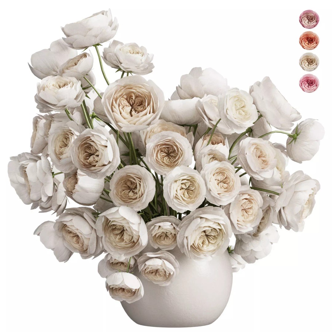 Flower In Vase 3D Model – PBR Indoor Decor, FBX, OBJ - View 2