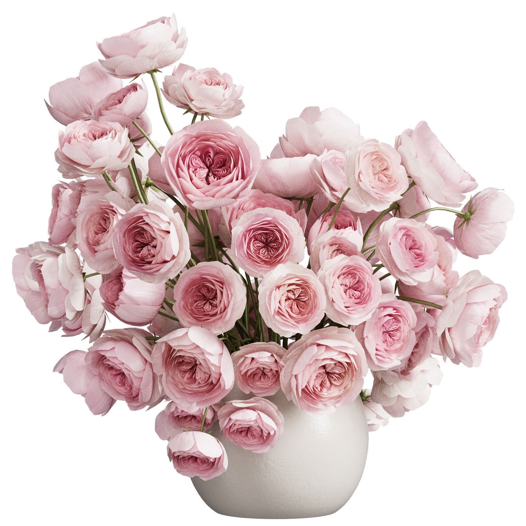 Flower In Vase 3D Model – PBR Indoor Decor, FBX, OBJ - View 3