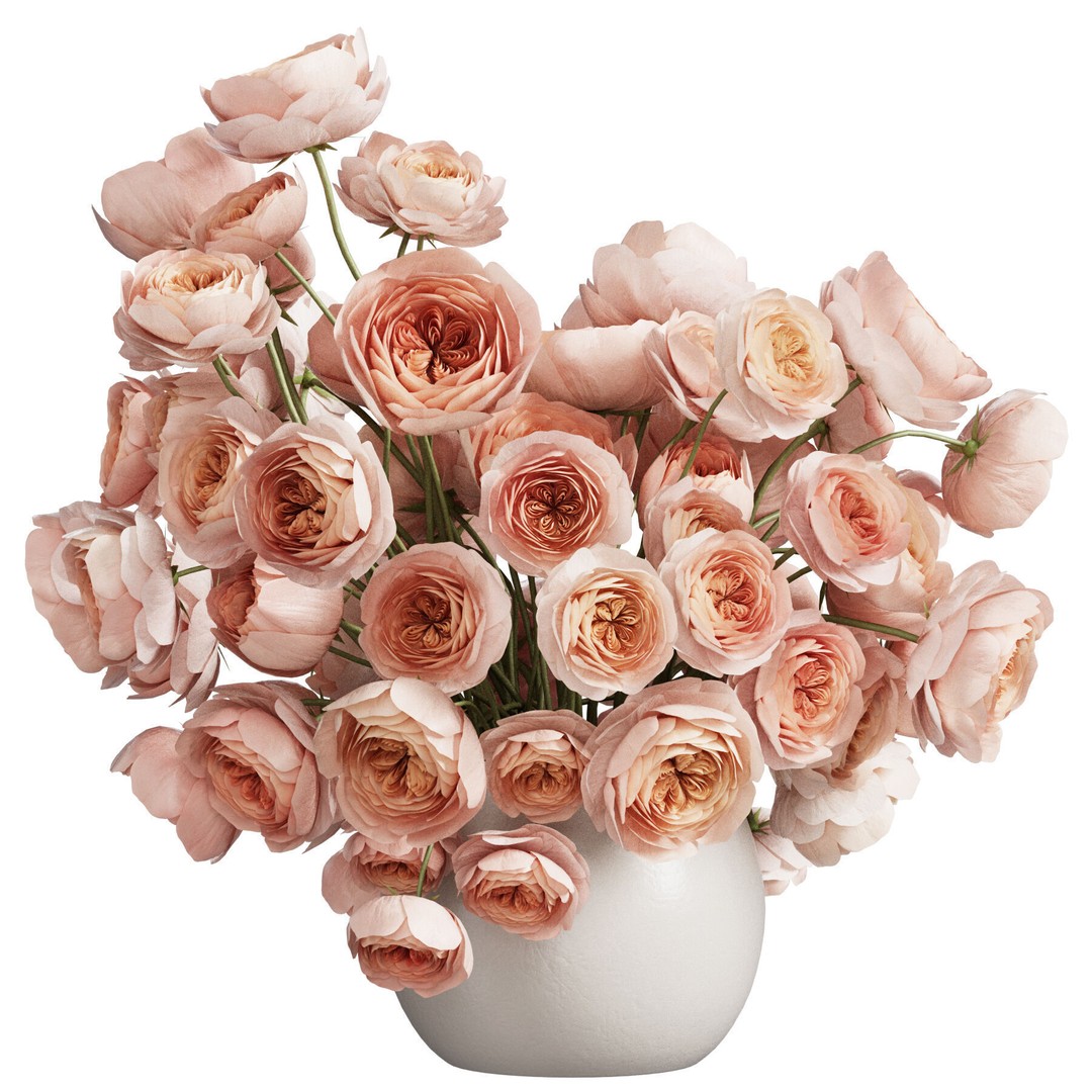 Flower In Vase 3D Model – PBR Indoor Decor, FBX, OBJ - View 4