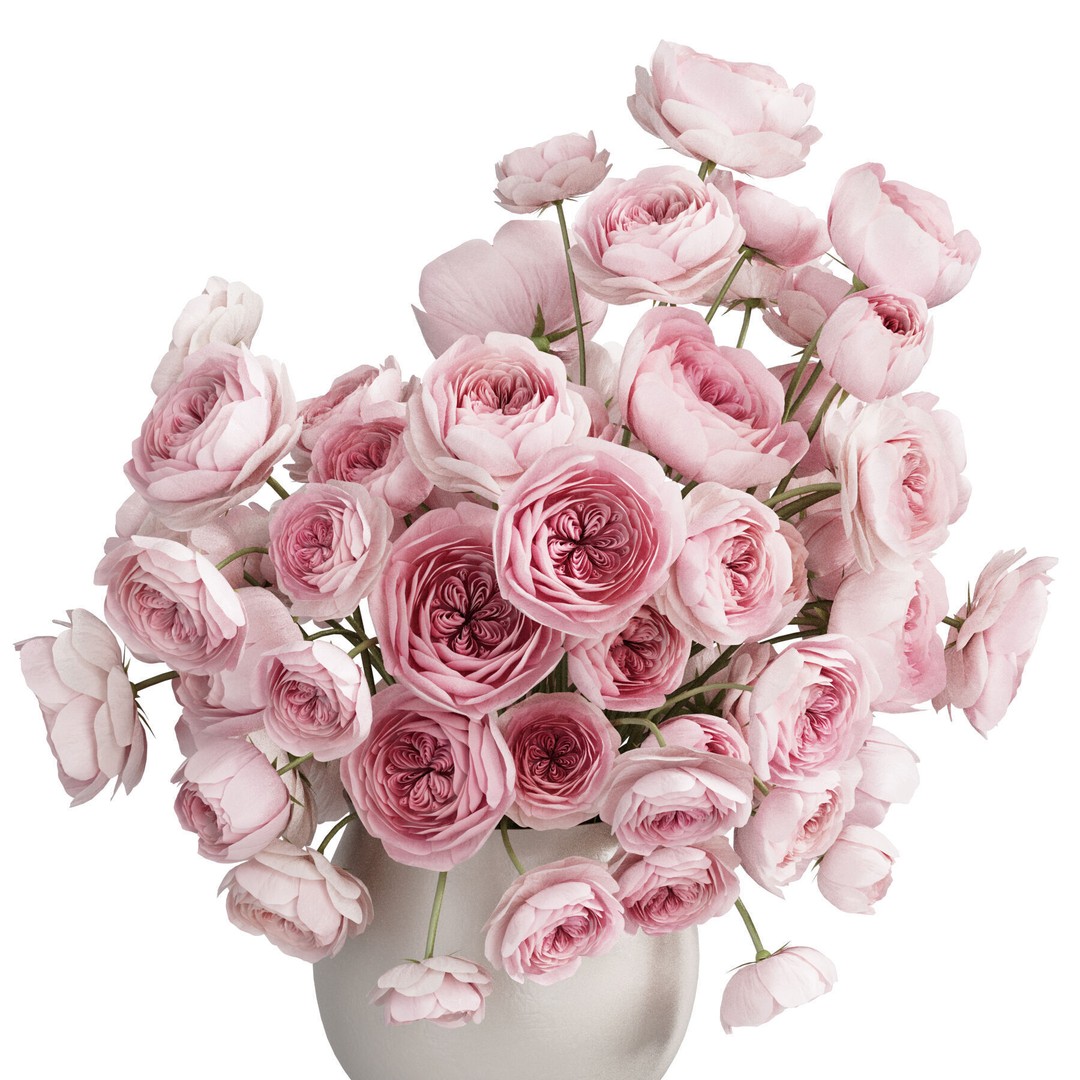Flower In Vase 3D Model – PBR Indoor Decor, FBX, OBJ - View 7