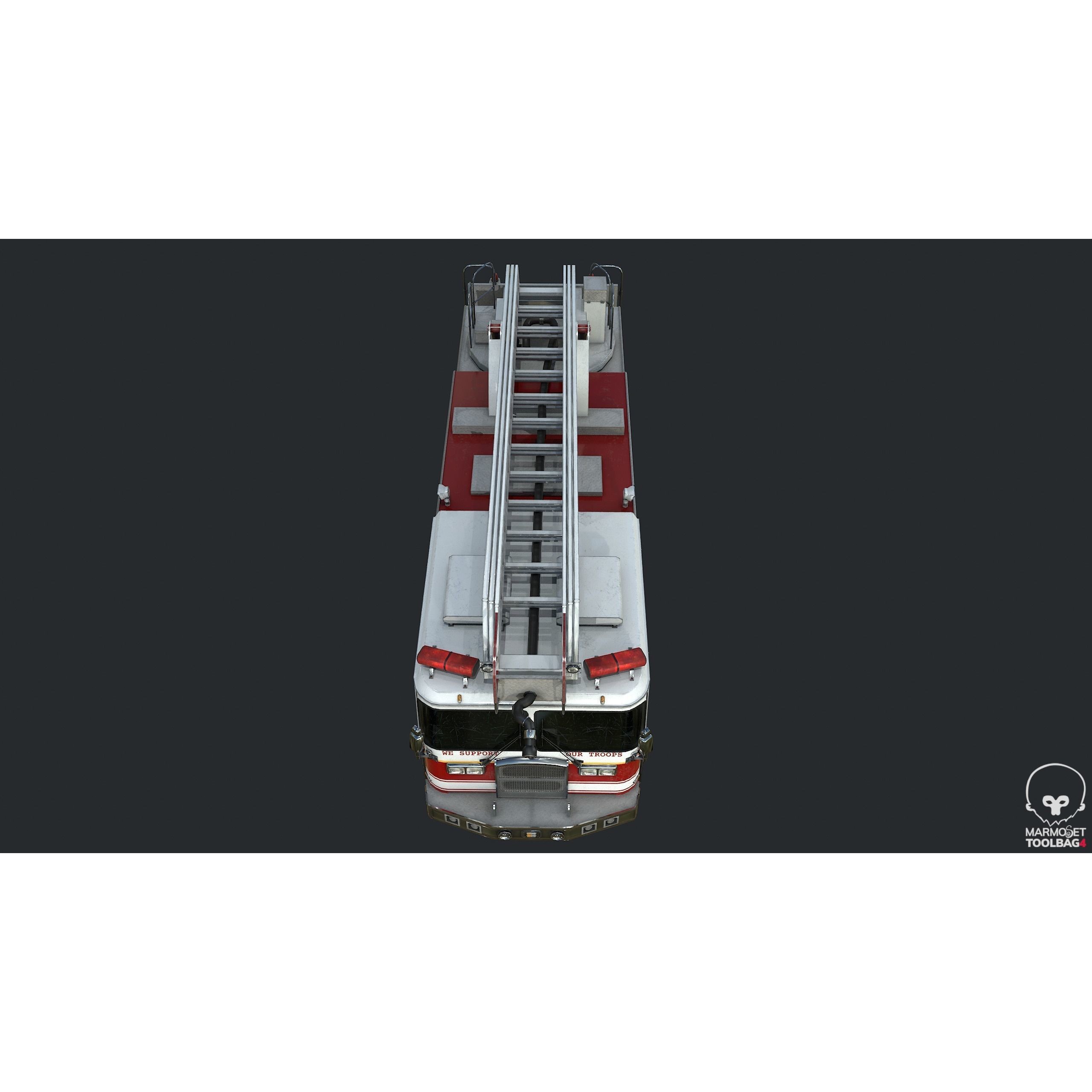 PBR Fire Truck - Low-Poly Game-Ready 3D Model - View 11