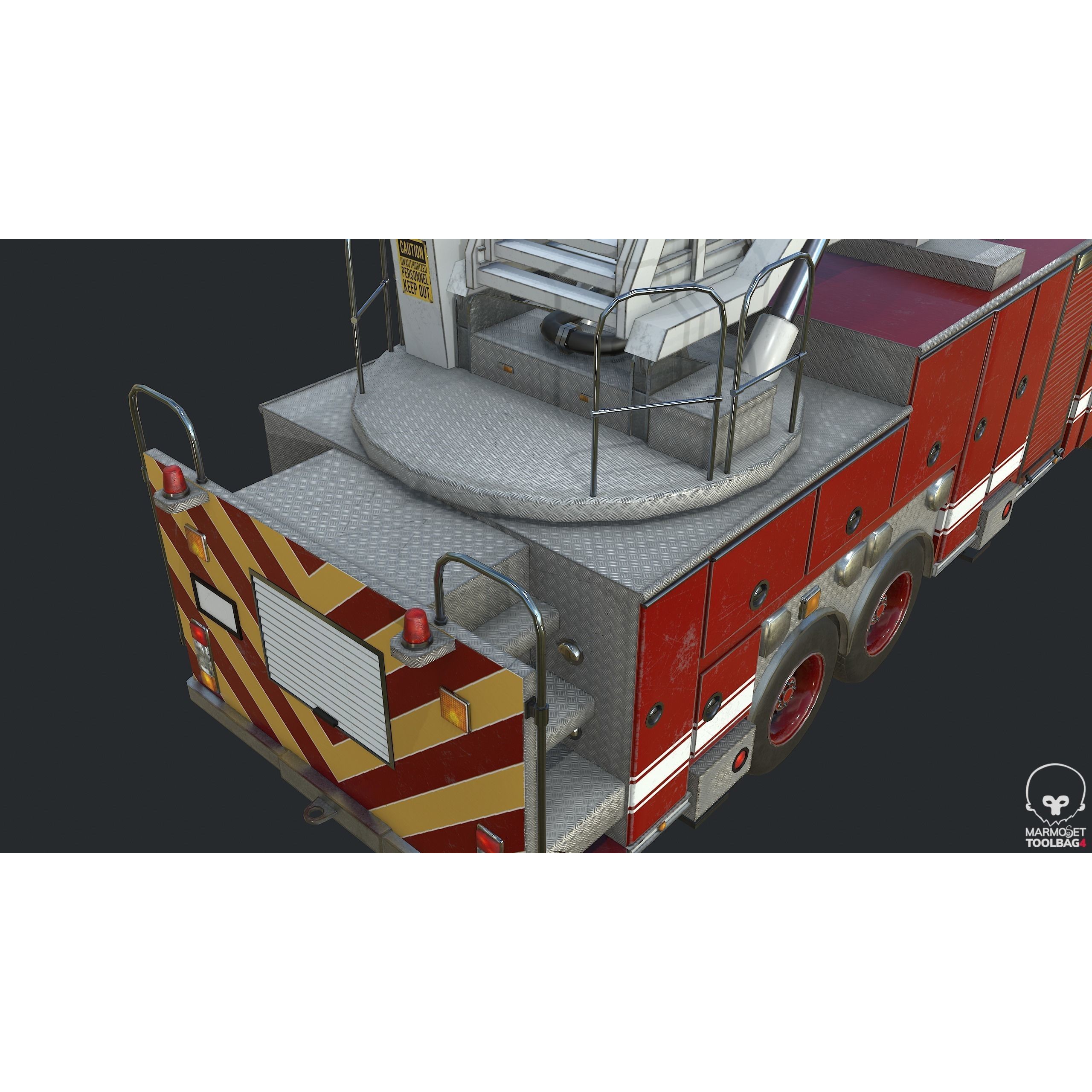 PBR Fire Truck - Low-Poly Game-Ready 3D Model - View 12