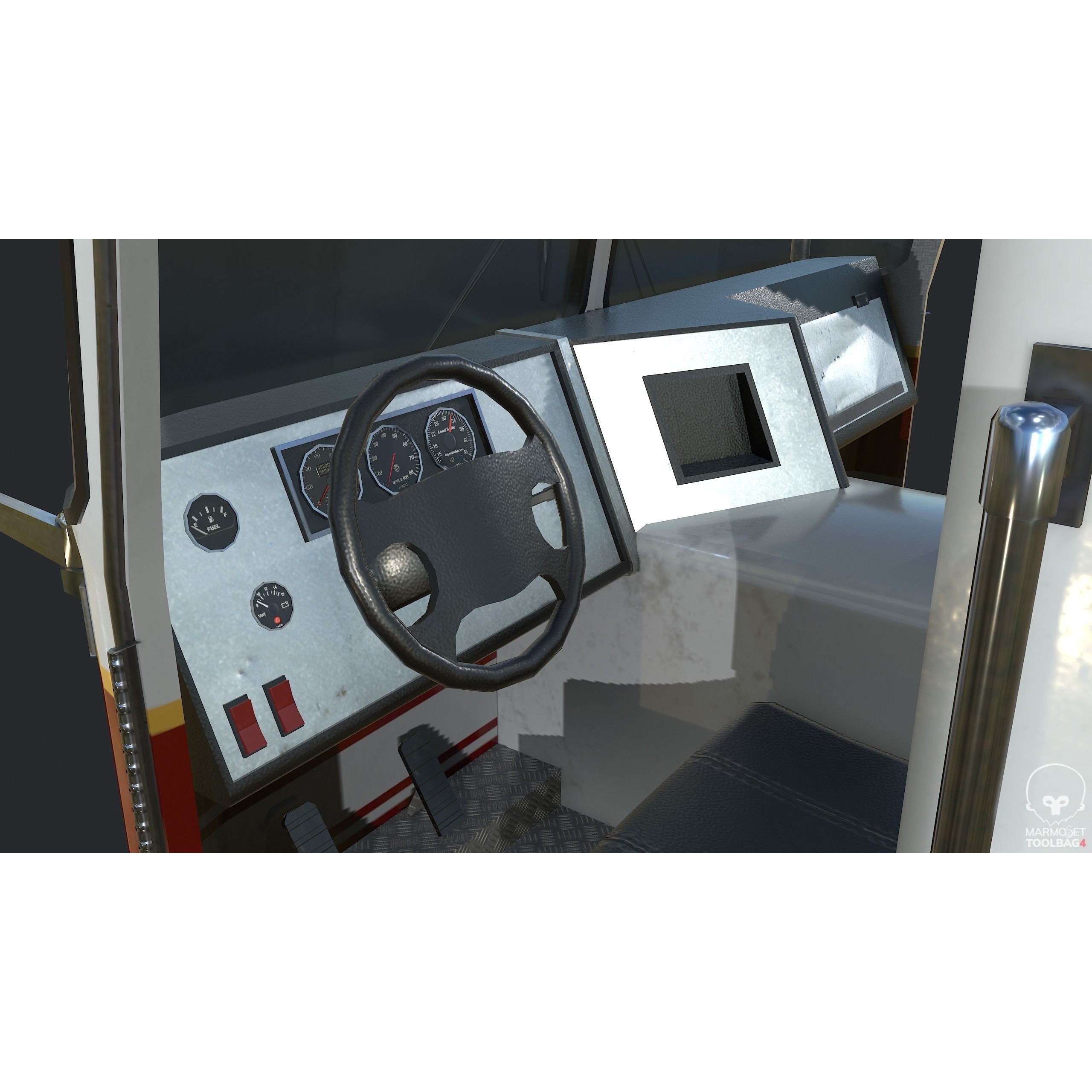 PBR Fire Truck - Low-Poly Game-Ready 3D Model - View 15