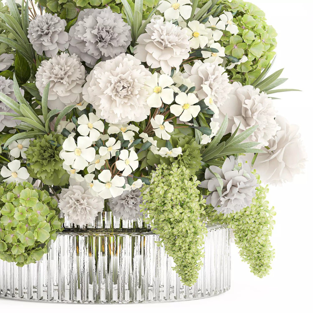 Realistic Hydrangea and Peony Bouquet 3D Model – Modern Table Decor, FBX - View 12
