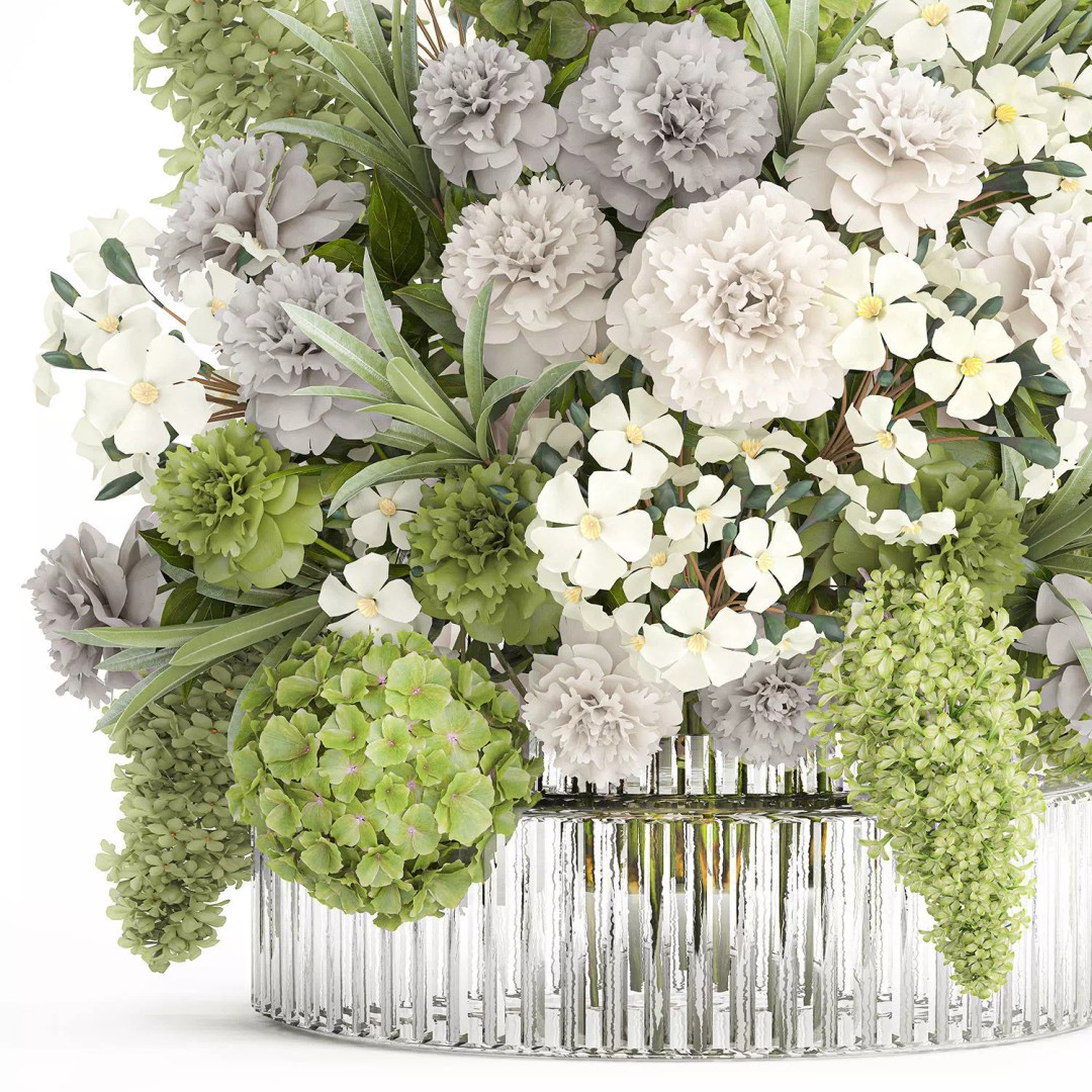 Realistic Hydrangea and Peony Bouquet 3D Model – Modern Table Decor, FBX - View 15