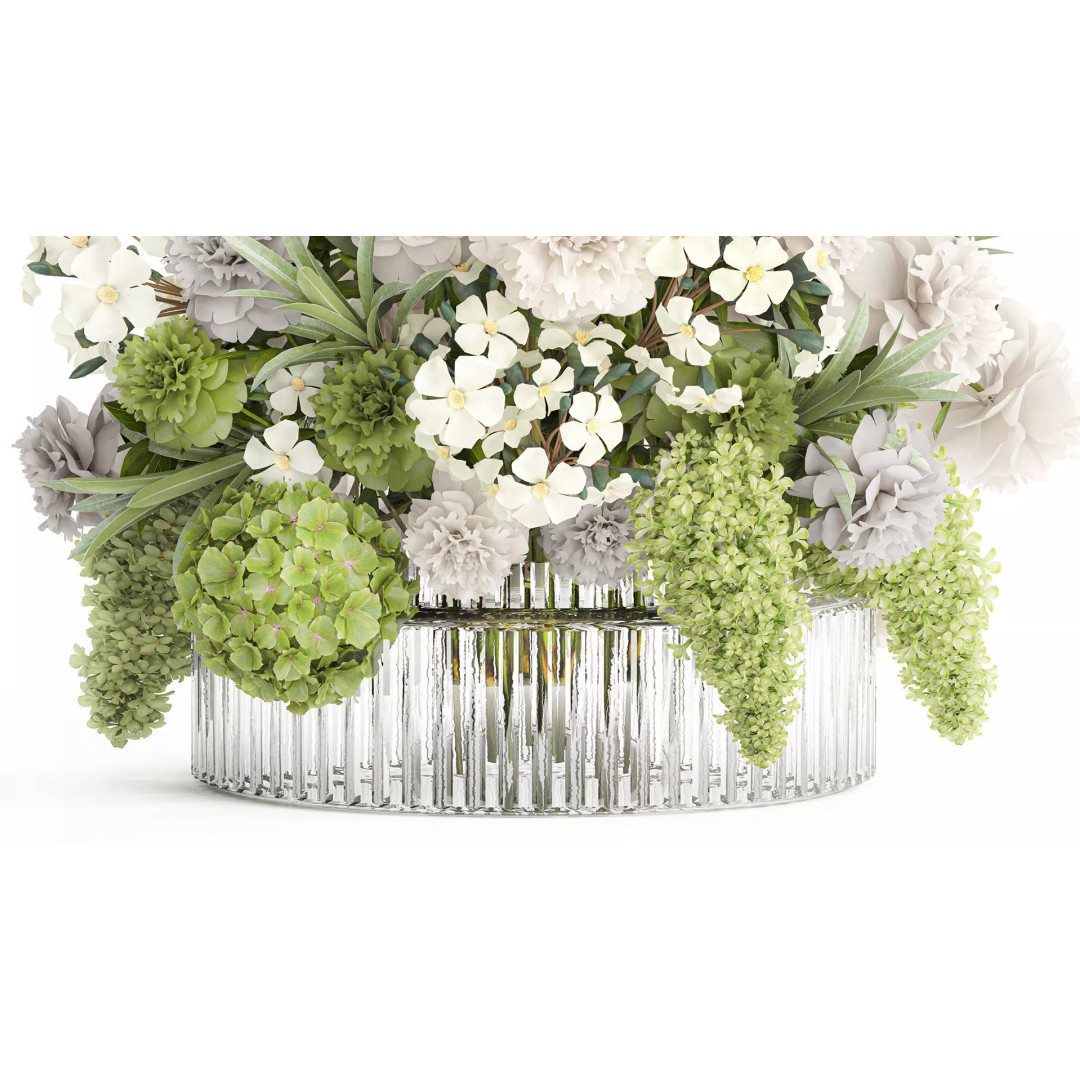 Realistic Hydrangea and Peony Bouquet 3D Model – Modern Table Decor, FBX - View 4