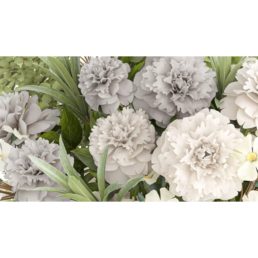 Realistic Hydrangea and Peony Bouquet 3D Model – Modern Table Decor, FBX - View 6